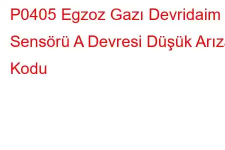 P0405 Egzoz Gazı Devridaim Sensörü A Devresi Düşük Arıza Kodu