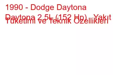 1990 - Dodge Daytona
Daytona 2.5L (152 Hp) Yakıt Tüketimi ve Teknik Özellikleri