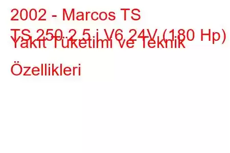 2002 - Marcos TS
TS 250 2.5 i V6 24V (180 Hp) Yakıt Tüketimi ve Teknik Özellikleri