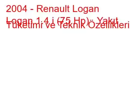 2004 - Renault Logan
Logan 1.4 i (75 Hp) Yakıt Tüketimi ve Teknik Özellikleri