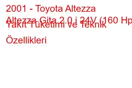 2001 - Toyota Altezza
Altezza Gita 2.0 i 24V (160 Hp) Yakıt Tüketimi ve Teknik Özellikleri