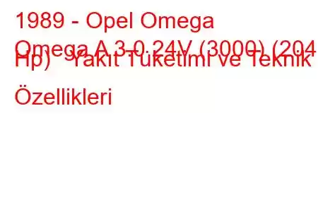 1989 - Opel Omega
Omega A 3.0 24V (3000) (204 Hp) Yakıt Tüketimi ve Teknik Özellikleri