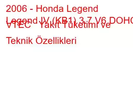 2006 - Honda Legend
Legend IV (KB1) 3.7 V6 DOHC VTEC Yakıt Tüketimi ve Teknik Özellikleri