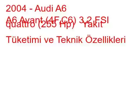 2004 - Audi A6
A6 Avant (4F,C6) 3.2 FSI quattro (255 Hp) Yakıt Tüketimi ve Teknik Özellikleri