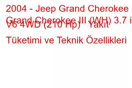 2004 - Jeep Grand Cherokee
Grand Cherokee III (WH) 3.7 i V6 4WD (210 Hp) Yakıt Tüketimi ve Teknik Özellikleri