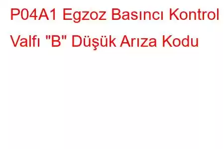 P04A1 Egzoz Basıncı Kontrol Valfı 