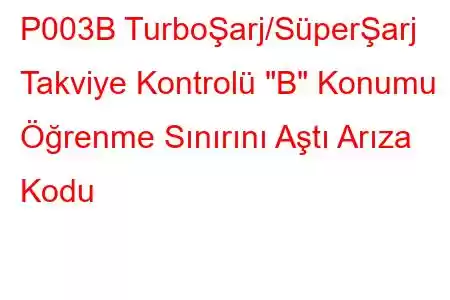 P003B TurboŞarj/SüperŞarj Takviye Kontrolü 