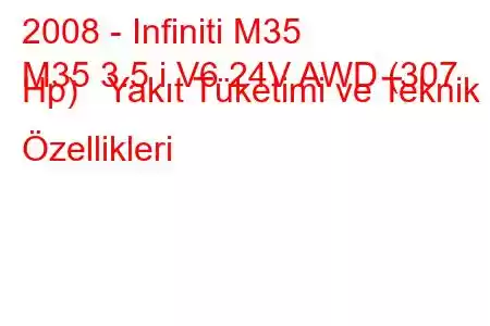 2008 - Infiniti M35
M35 3.5 i V6 24V AWD (307 Hp) Yakıt Tüketimi ve Teknik Özellikleri