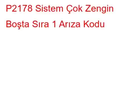 P2178 Sistem Çok Zengin Boşta Sıra 1 Arıza Kodu