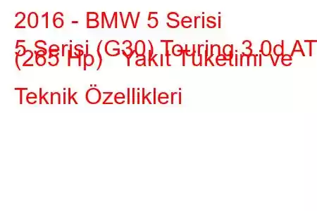 2016 - BMW 5 Serisi
5 Serisi (G30) Touring 3.0d AT (265 Hp) Yakıt Tüketimi ve Teknik Özellikleri