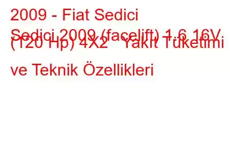 2009 - Fiat Sedici
Sedici 2009 (facelift) 1.6 16V (120 Hp) 4X2 Yakıt Tüketimi ve Teknik Özellikleri