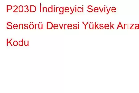 P203D İndirgeyici Seviye Sensörü Devresi Yüksek Arıza Kodu