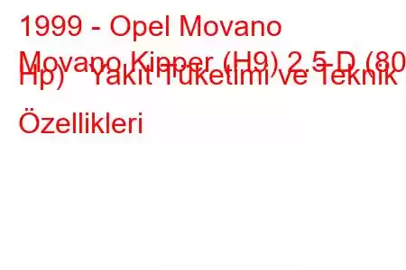 1999 - Opel Movano
Movano Kipper (H9) 2.5 D (80 Hp) Yakıt Tüketimi ve Teknik Özellikleri