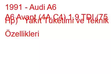 1991 - Audi A6
A6 Avant (4A,C4) 1.9 TDI (75 Hp) Yakıt Tüketimi ve Teknik Özellikleri