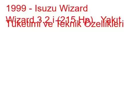 1999 - Isuzu Wizard
Wizard 3.2 i (215 Hp) Yakıt Tüketimi ve Teknik Özellikleri