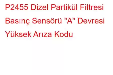 P2455 Dizel Partikül Filtresi Basınç Sensörü 