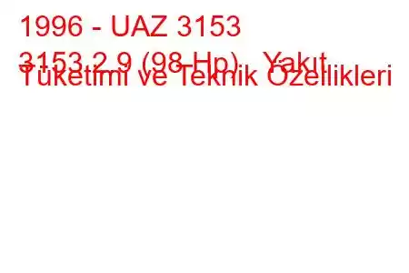 1996 - UAZ 3153
3153 2.9 (98 Hp) Yakıt Tüketimi ve Teknik Özellikleri