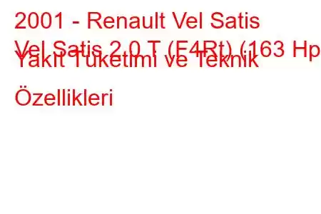 2001 - Renault Vel Satis
Vel Satis 2.0 T (F4Rt) (163 Hp) Yakıt Tüketimi ve Teknik Özellikleri