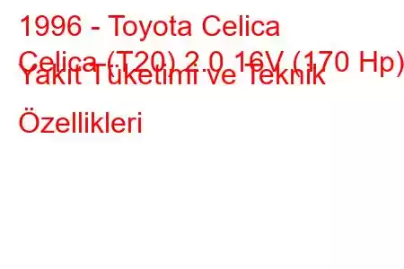 1996 - Toyota Celica
Celica (T20) 2.0 16V (170 Hp) Yakıt Tüketimi ve Teknik Özellikleri