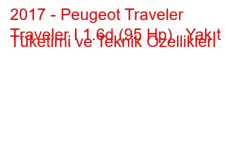 2017 - Peugeot Traveler
Traveler I 1.6d (95 Hp) Yakıt Tüketimi ve Teknik Özellikleri