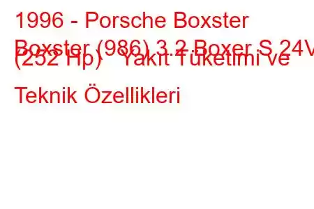 1996 - Porsche Boxster
Boxster (986) 3.2 Boxer S 24V (252 Hp) Yakıt Tüketimi ve Teknik Özellikleri