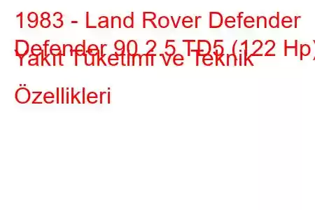 1983 - Land Rover Defender
Defender 90 2.5 TD5 (122 Hp) Yakıt Tüketimi ve Teknik Özellikleri