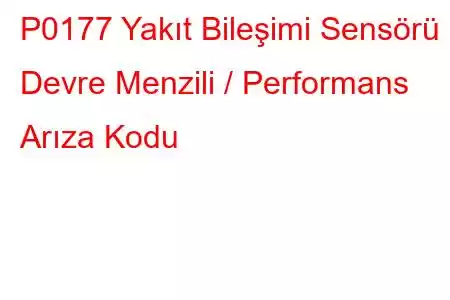 P0177 Yakıt Bileşimi Sensörü Devre Menzili / Performans Arıza Kodu