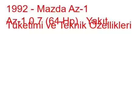 1992 - Mazda Az-1
Az-1 0.7 (64 Hp) Yakıt Tüketimi ve Teknik Özellikleri