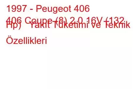 1997 - Peugeot 406
406 Coupe (8) 2.0 16V (132 Hp) Yakıt Tüketimi ve Teknik Özellikleri