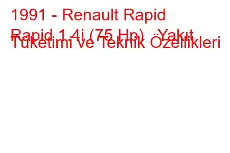 1991 - Renault Rapid
Rapid 1.4i (75 Hp) Yakıt Tüketimi ve Teknik Özellikleri