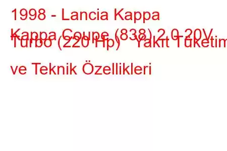 1998 - Lancia Kappa
Kappa Coupe (838) 2.0 20V Turbo (220 Hp) Yakıt Tüketimi ve Teknik Özellikleri