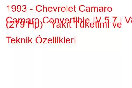 1993 - Chevrolet Camaro
Camaro Convertible IV 5.7 i V8 (279 Hp) Yakıt Tüketimi ve Teknik Özellikleri