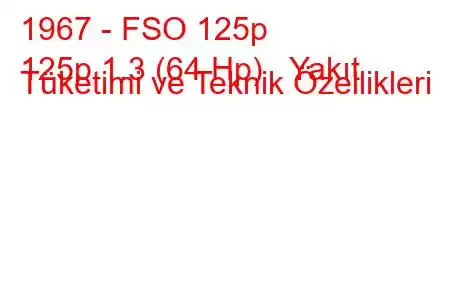 1967 - FSO 125p
125p 1.3 (64 Hp) Yakıt Tüketimi ve Teknik Özellikleri