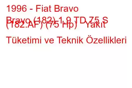 1996 - Fiat Bravo
Bravo (182) 1.9 TD 75 S (182.AF) (75 Hp) Yakıt Tüketimi ve Teknik Özellikleri