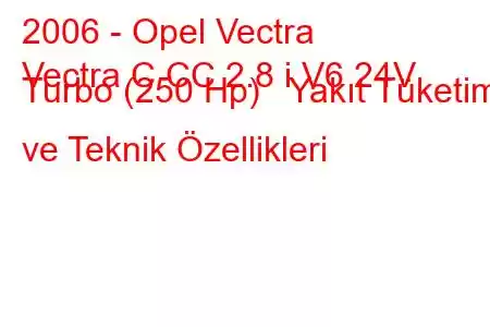 2006 - Opel Vectra
Vectra C CC 2.8 i V6 24V Turbo (250 Hp) Yakıt Tüketimi ve Teknik Özellikleri