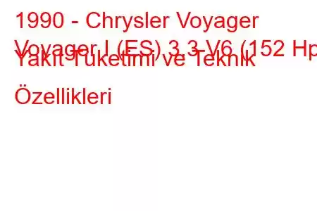 1990 - Chrysler Voyager
Voyager I (ES) 3.3 V6 (152 Hp) Yakıt Tüketimi ve Teknik Özellikleri