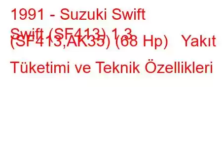 1991 - Suzuki Swift
Swift (SF413) 1.3 (SF413,AK35) (68 Hp) Yakıt Tüketimi ve Teknik Özellikleri