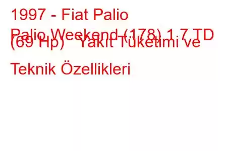 1997 - Fiat Palio
Palio Weekend (178) 1.7 TD (69 Hp) Yakıt Tüketimi ve Teknik Özellikleri