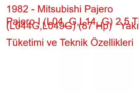 1982 - Mitsubishi Pajero
Pajero I (L04_G,L14_G) 2.5 TD (L044G,L049G) (87 Hp) Yakıt Tüketimi ve Teknik Özellikleri