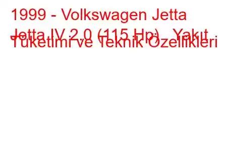 1999 - Volkswagen Jetta
Jetta IV 2.0 (115 Hp) Yakıt Tüketimi ve Teknik Özellikleri