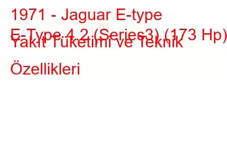 1971 - Jaguar E-type
E-Type 4.2 (Series3) (173 Hp) Yakıt Tüketimi ve Teknik Özellikleri