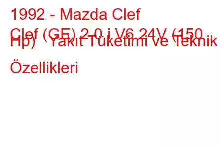 1992 - Mazda Clef
Clef (GE) 2.0 i V6 24V (150 Hp) Yakıt Tüketimi ve Teknik Özellikleri