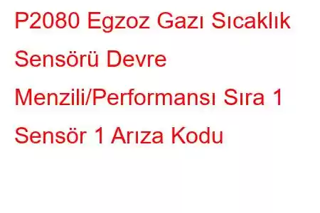 P2080 Egzoz Gazı Sıcaklık Sensörü Devre Menzili/Performansı Sıra 1 Sensör 1 Arıza Kodu