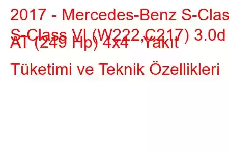 2017 - Mercedes-Benz S-Class
S-Class VI (W222,C217) 3.0d AT (249 Hp) 4x4 Yakıt Tüketimi ve Teknik Özellikleri