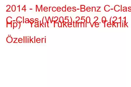 2014 - Mercedes-Benz C-Class
C-Class (W205) 250 2.0 (211 Hp) Yakıt Tüketimi ve Teknik Özellikleri