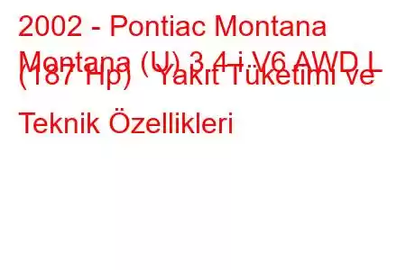 2002 - Pontiac Montana
Montana (U) 3.4 i V6 AWD L (187 Hp) Yakıt Tüketimi ve Teknik Özellikleri