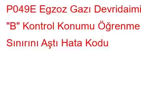 P049E Egzoz Gazı Devridaimi 