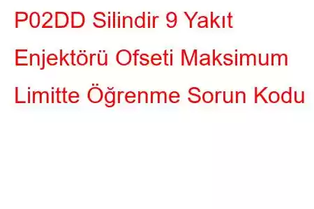 P02DD Silindir 9 Yakıt Enjektörü Ofseti Maksimum Limitte Öğrenme Sorun Kodu