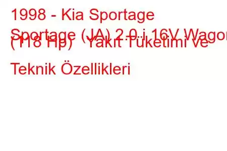 1998 - Kia Sportage
Sportage (JA) 2.0 i 16V Wagon (118 Hp) Yakıt Tüketimi ve Teknik Özellikleri