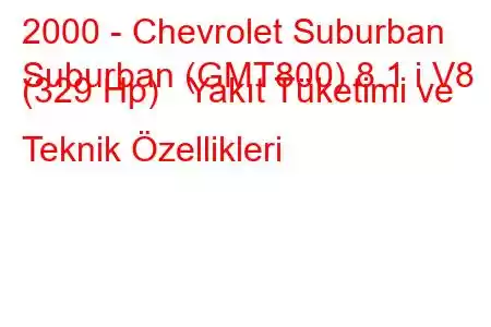 2000 - Chevrolet Suburban
Suburban (GMT800) 8.1 i V8 (329 Hp) Yakıt Tüketimi ve Teknik Özellikleri